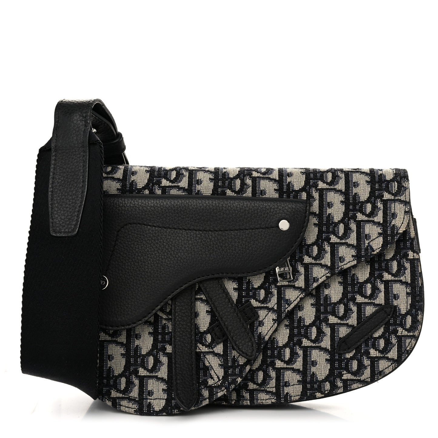 Oblique Saddle Messenger Pouch Beige Black