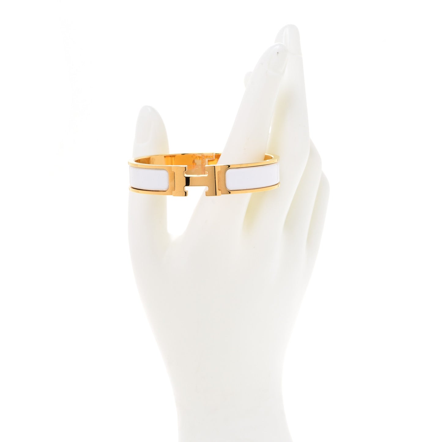 Enamel Narrow Clic Clac H Bracelet PM White