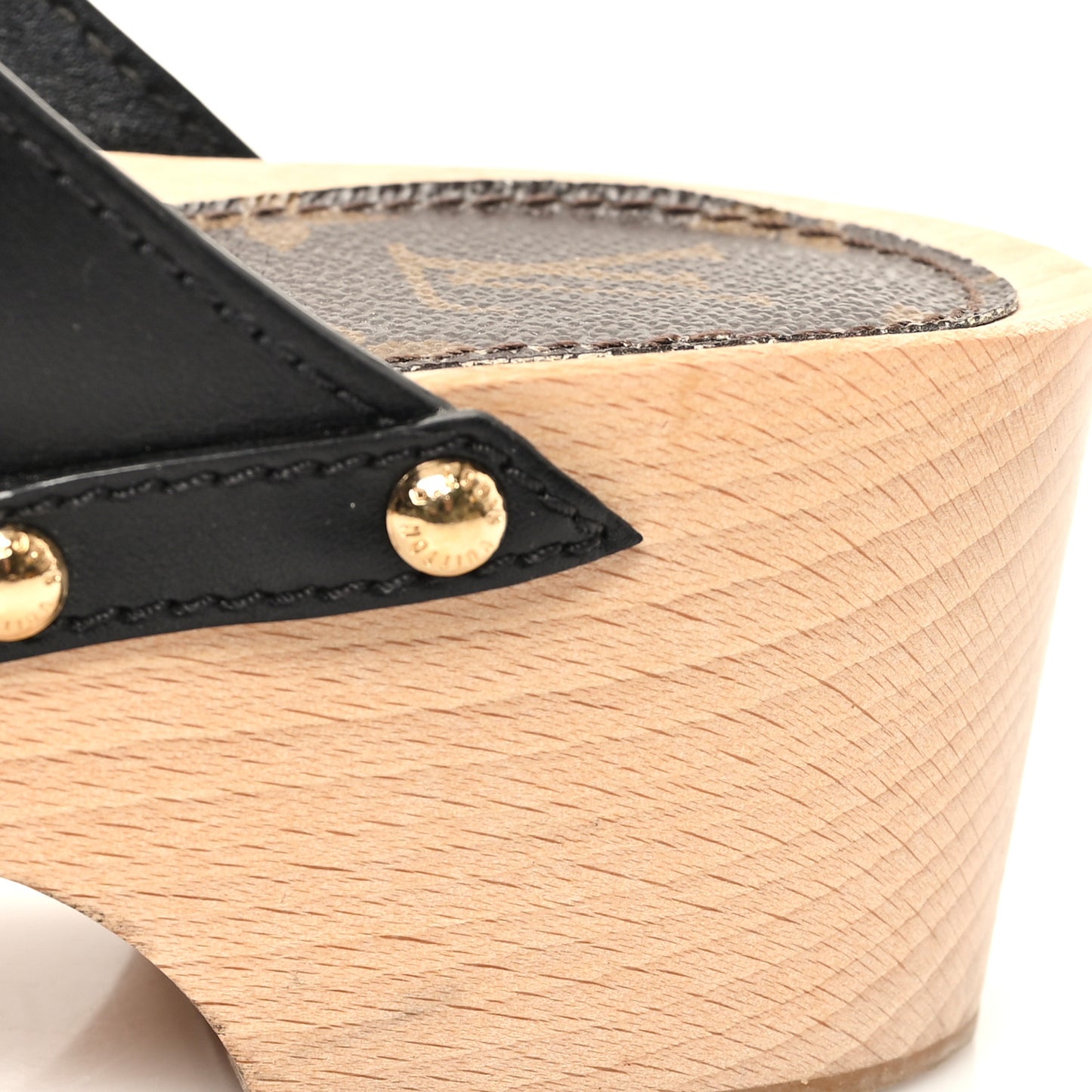 Calfskin Patent Monogram Cottage Clog Mules 39 Black