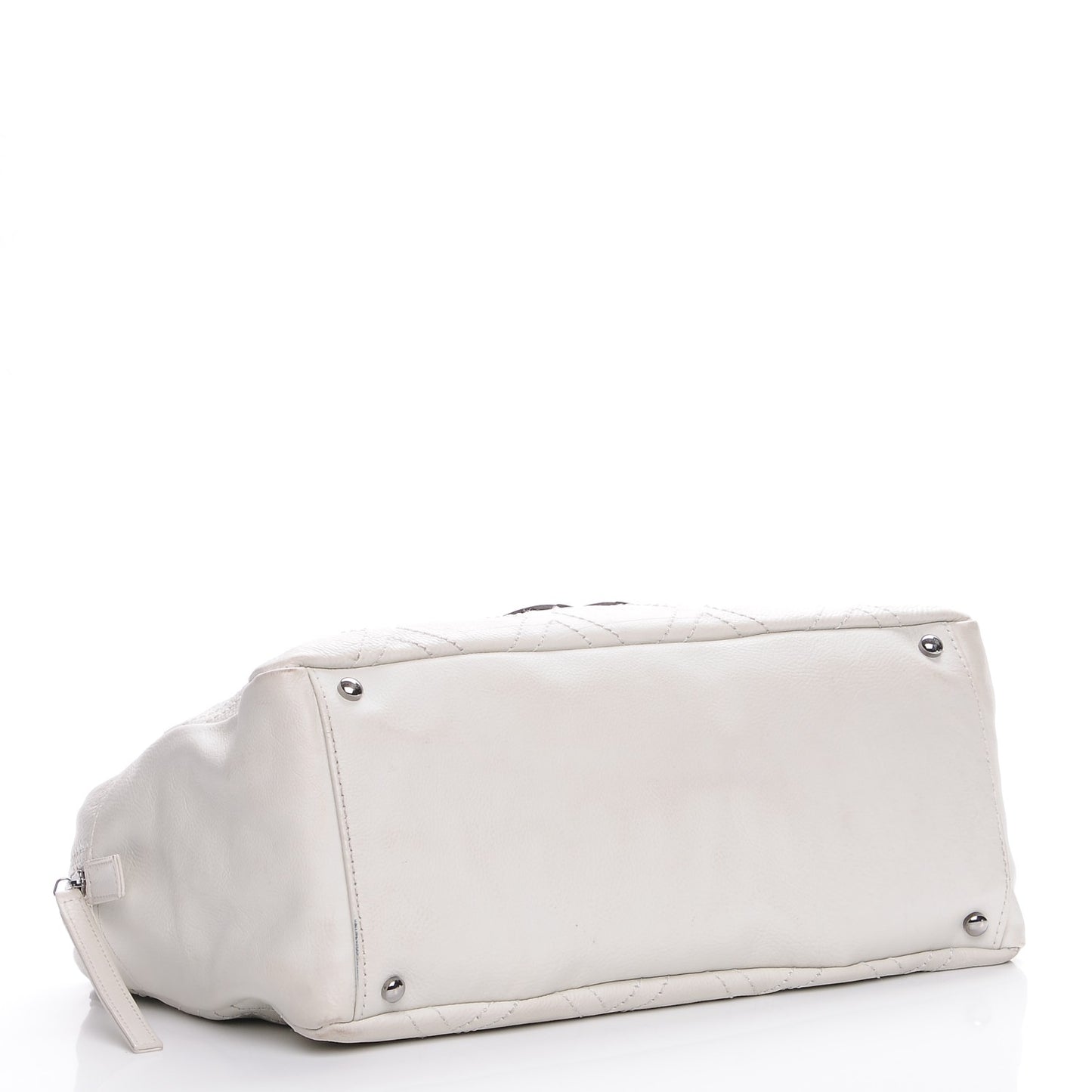 Calfskin Large Diamond Stitch Tote White