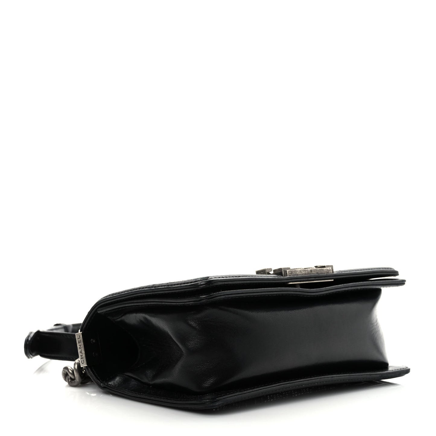 Calfskin Crystal Studded Small Studded Boy Flap Black