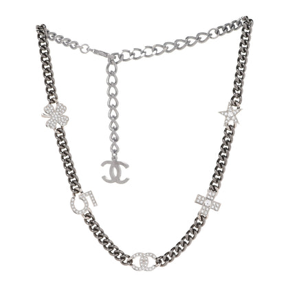 Chanel Ruthenium Crystal Chain CC Lucky Charms Choker Silver 3 of 6