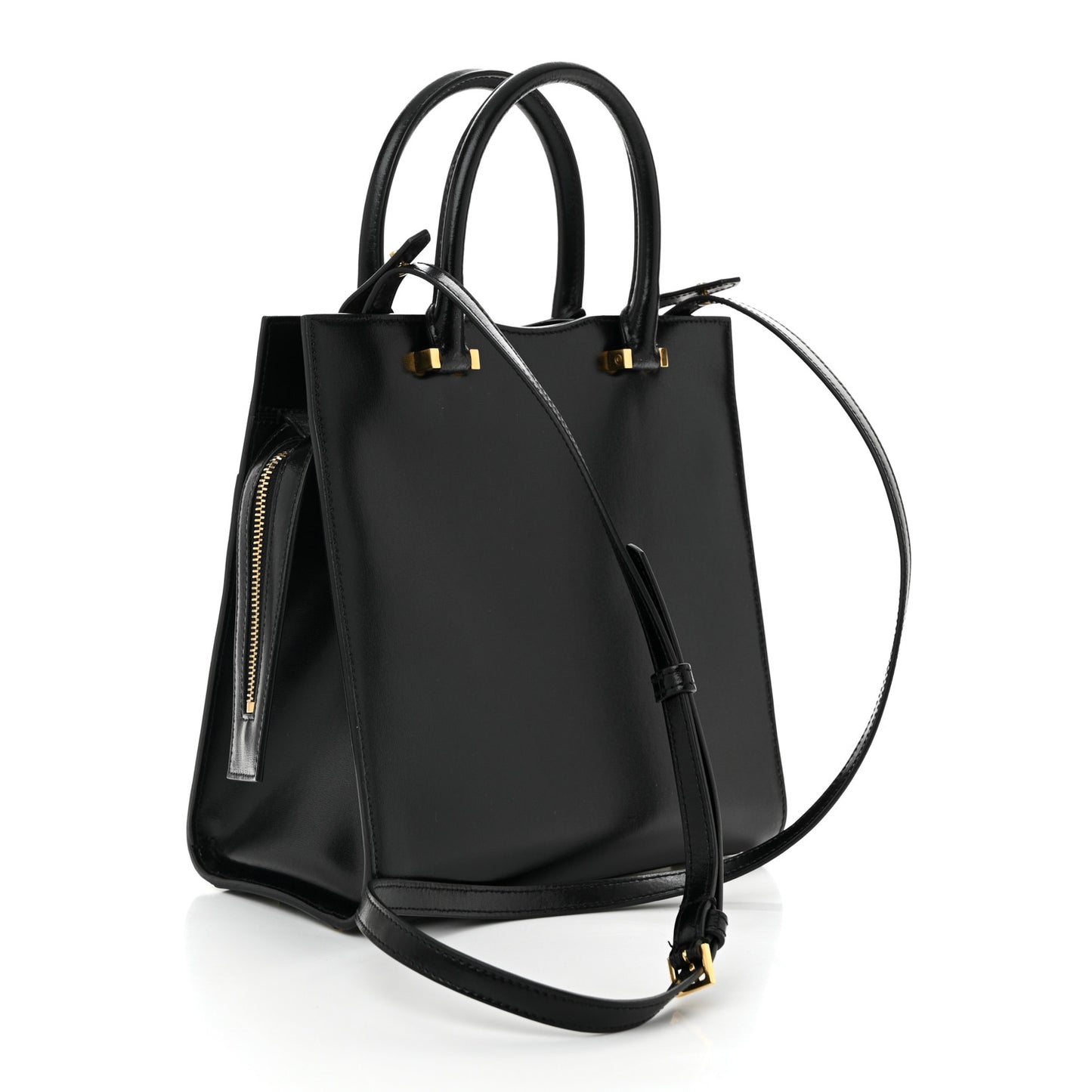 Shiny Calfskin Small Uptown Tote Black