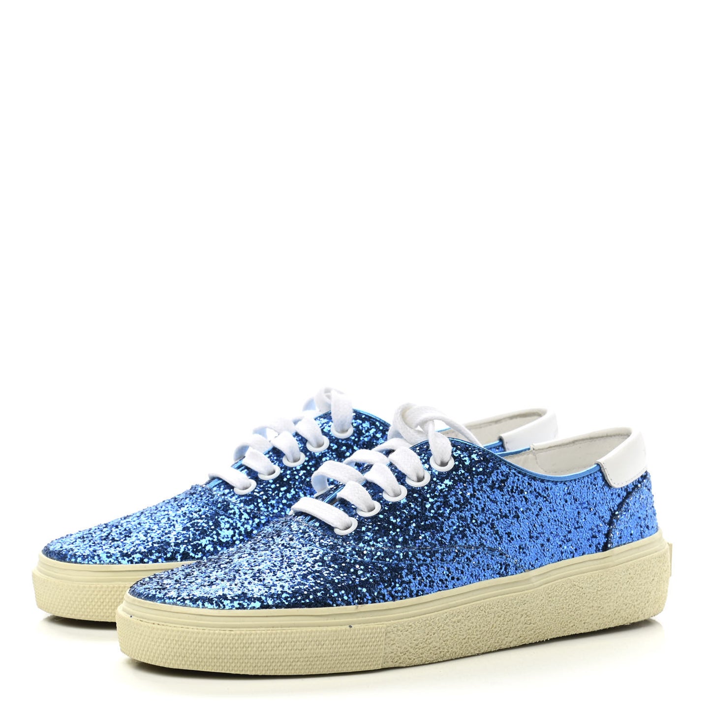 Calfskin Crystal Glitter Venice Low Top Sneakers 35.5 Blue