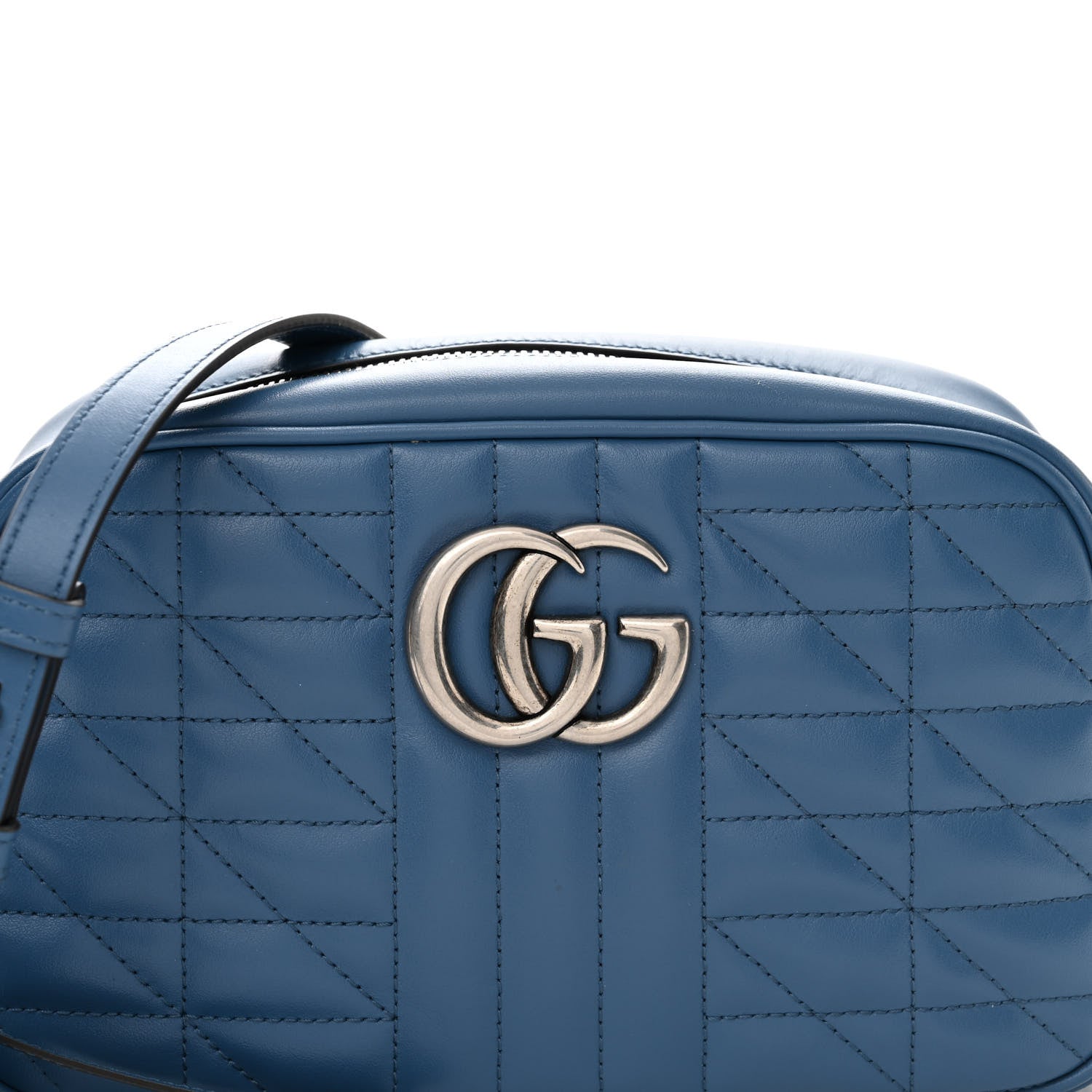 Gucci Calfskin Matelasse Aria Small GG Marmont Chain Shoulder Bag Clear Blue 6 of 12