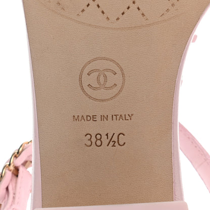 Chanel Lambskin Chain CC Logo Thong Sandals 38.5 Light Pink 8 of 8