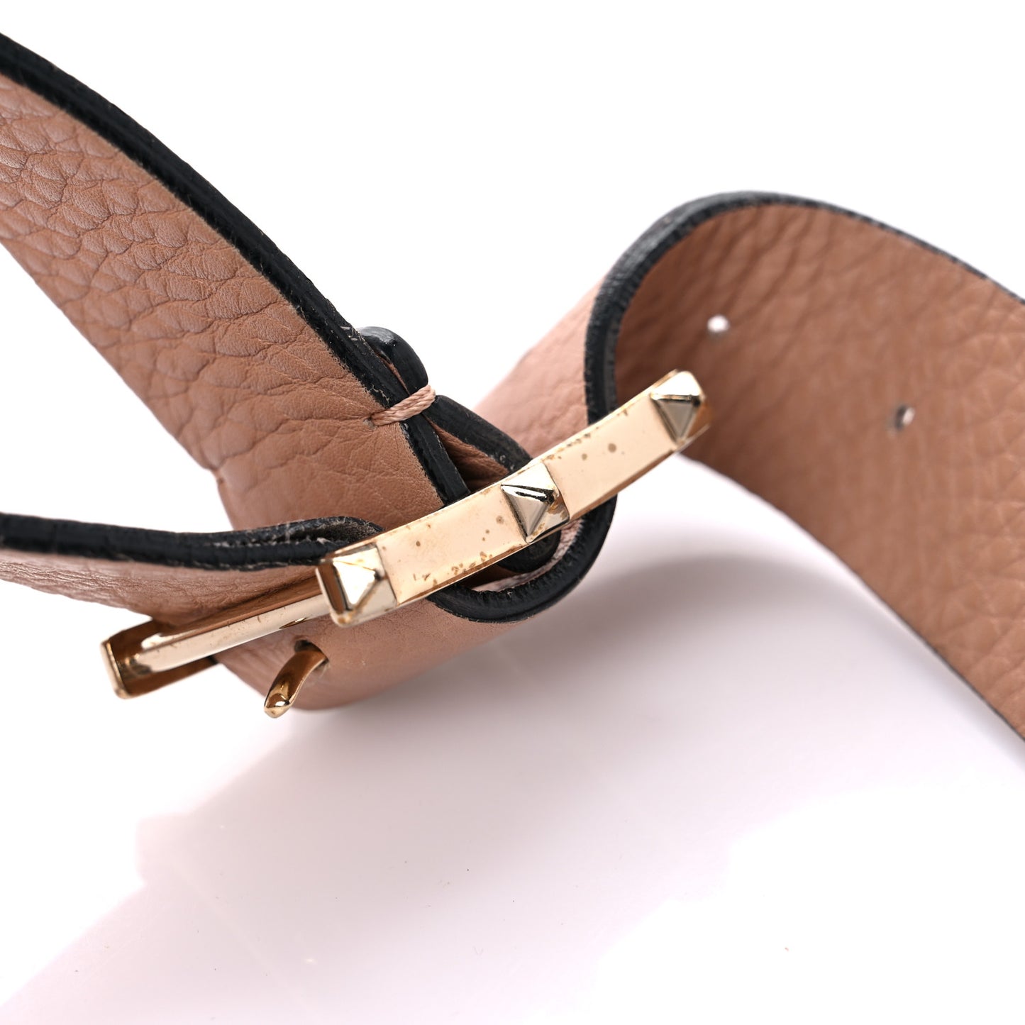 Pebbled Calfskin Small Rockstud Flip-Lock Messenger Bag Soft Noisette