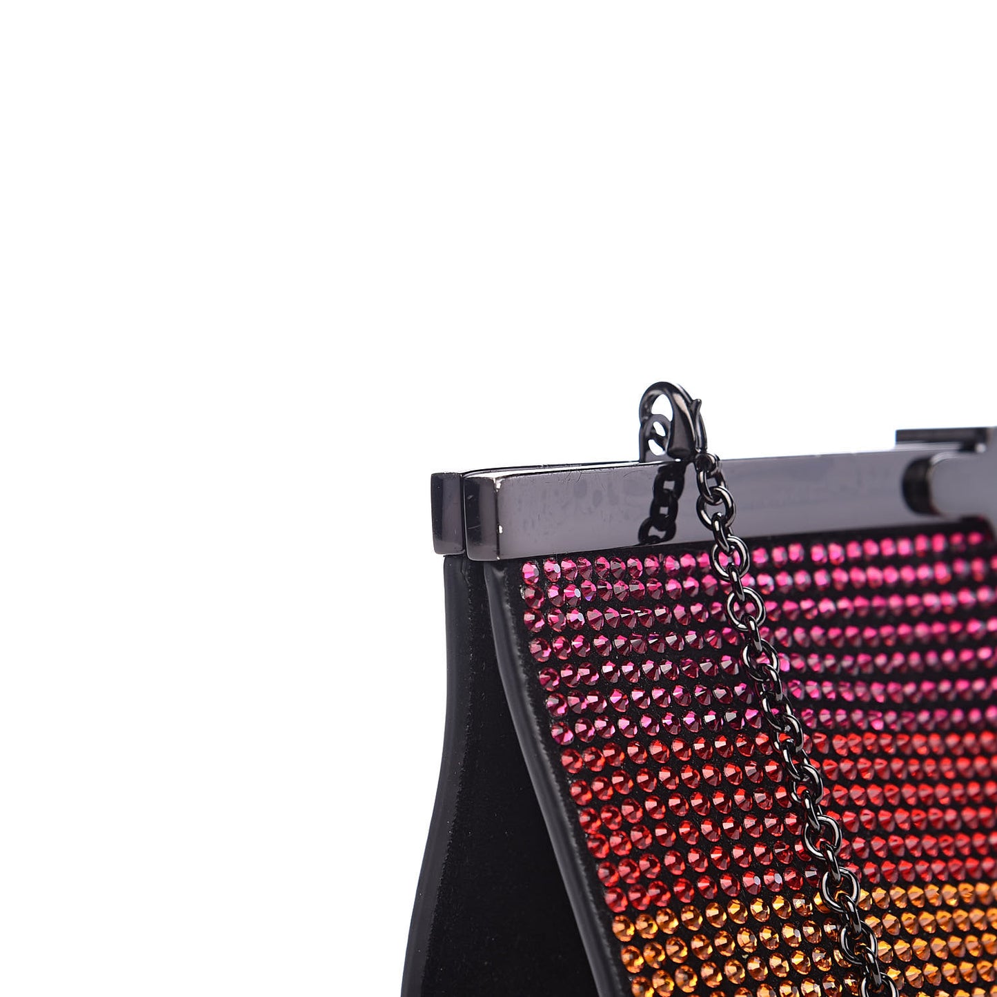 Suede Crystal Strass Small Palmette Clutch Rainbow