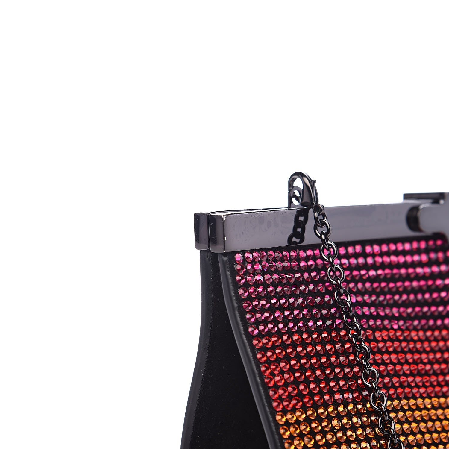 Christian Louboutin Suede Crystal Strass Small Palmette Clutch Rainbow 9 of 12