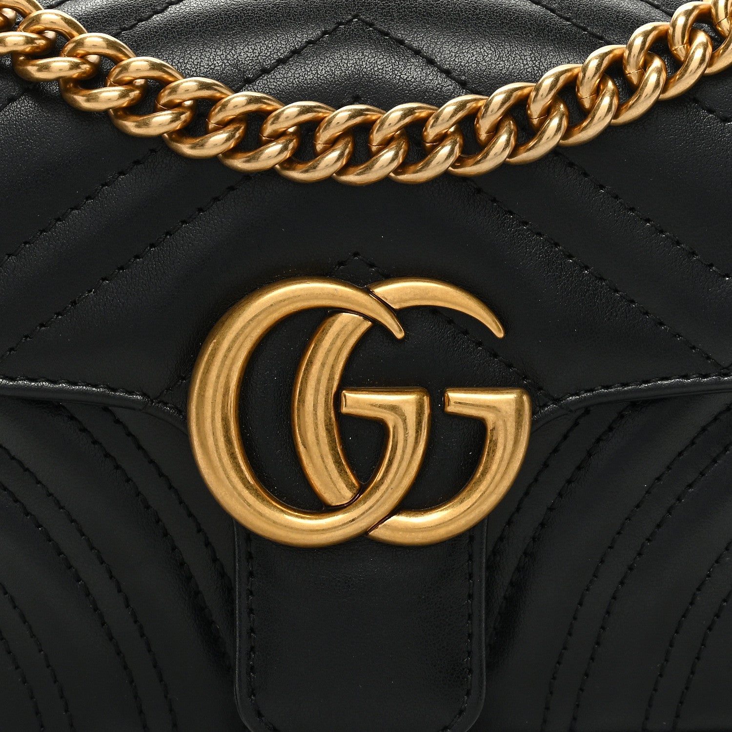Gucci Calfskin Matelasse Mini GG Marmont Shoulder Bag Black 9 of 11