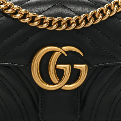 Gucci Calfskin Matelasse Mini GG Marmont Shoulder Bag Black 9 of 11