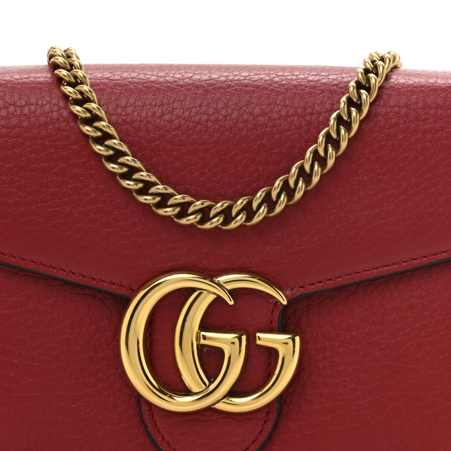 Calfskin Matelasse GG Marmont Chain Wallet Vulcanic Red