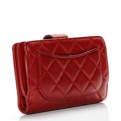 Chanel Caviar Quilted Zipped Pocket Wallet Red 3 of 8