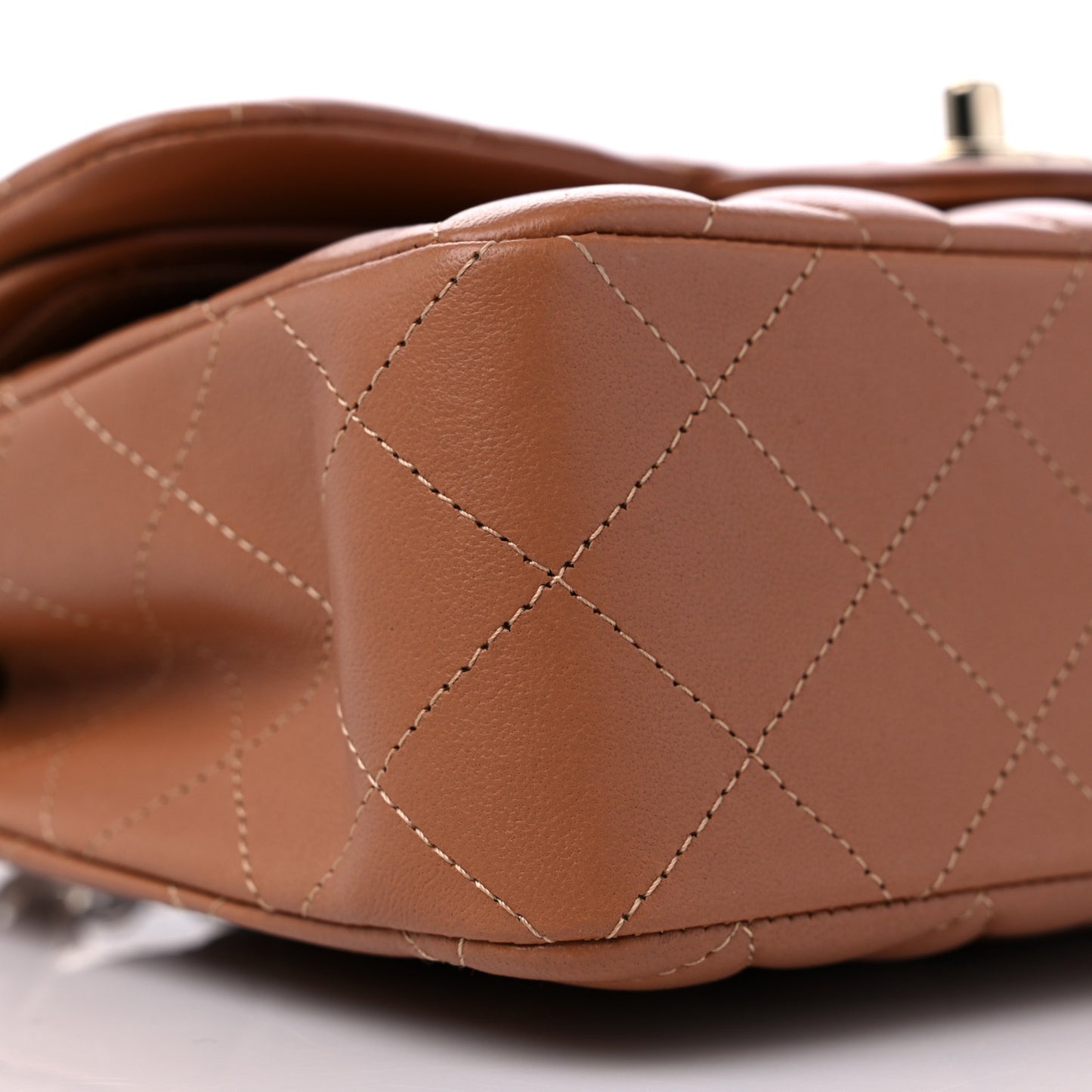 Lambskin Quilted Small Double Flap Brown