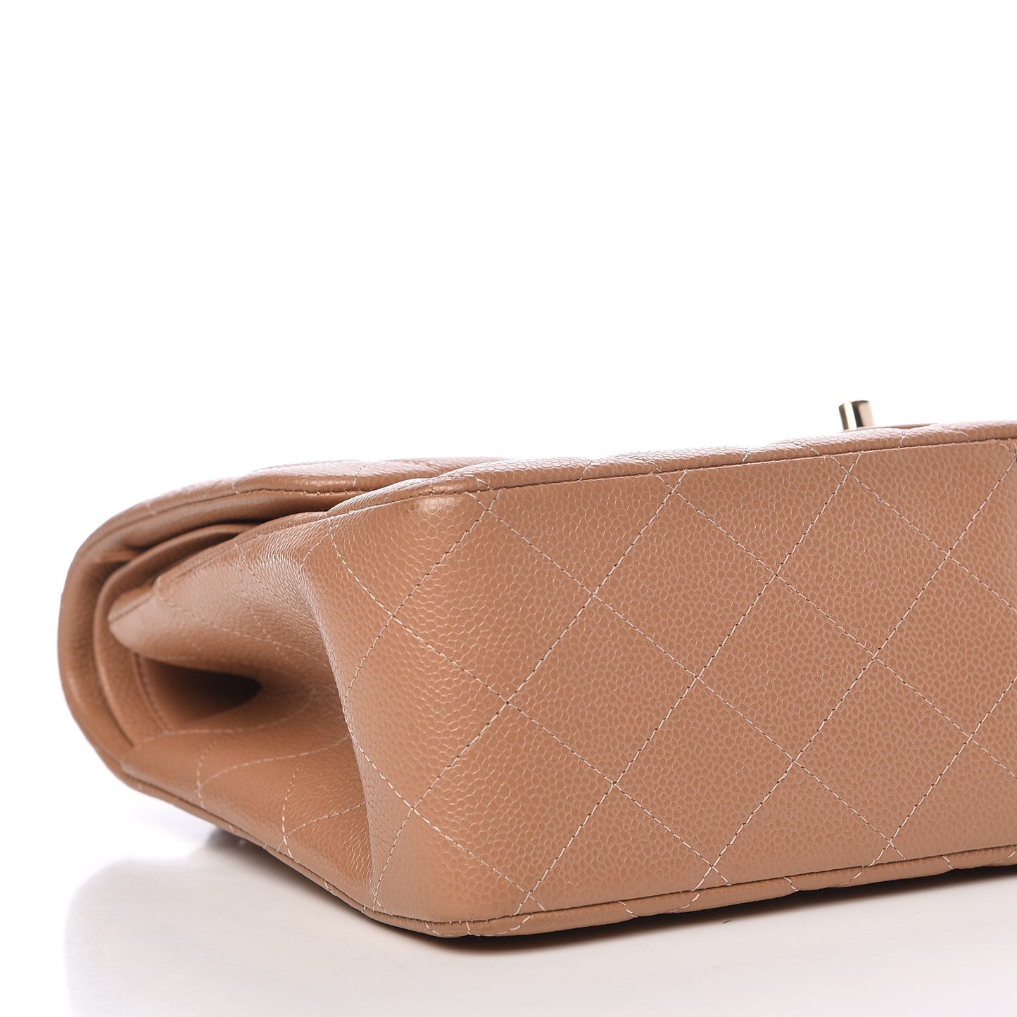 Caviar Quilted Jumbo Double Flap Beige
