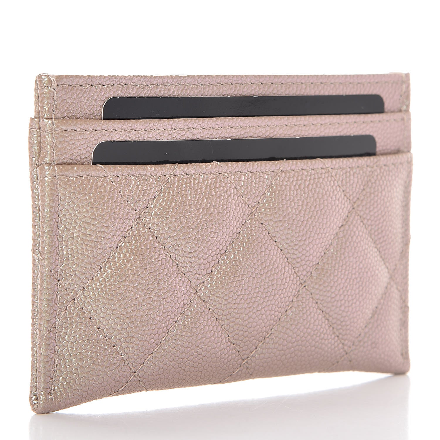 Chanel Iridescent Caviar Quilted Card Holder Beige 3 of 9