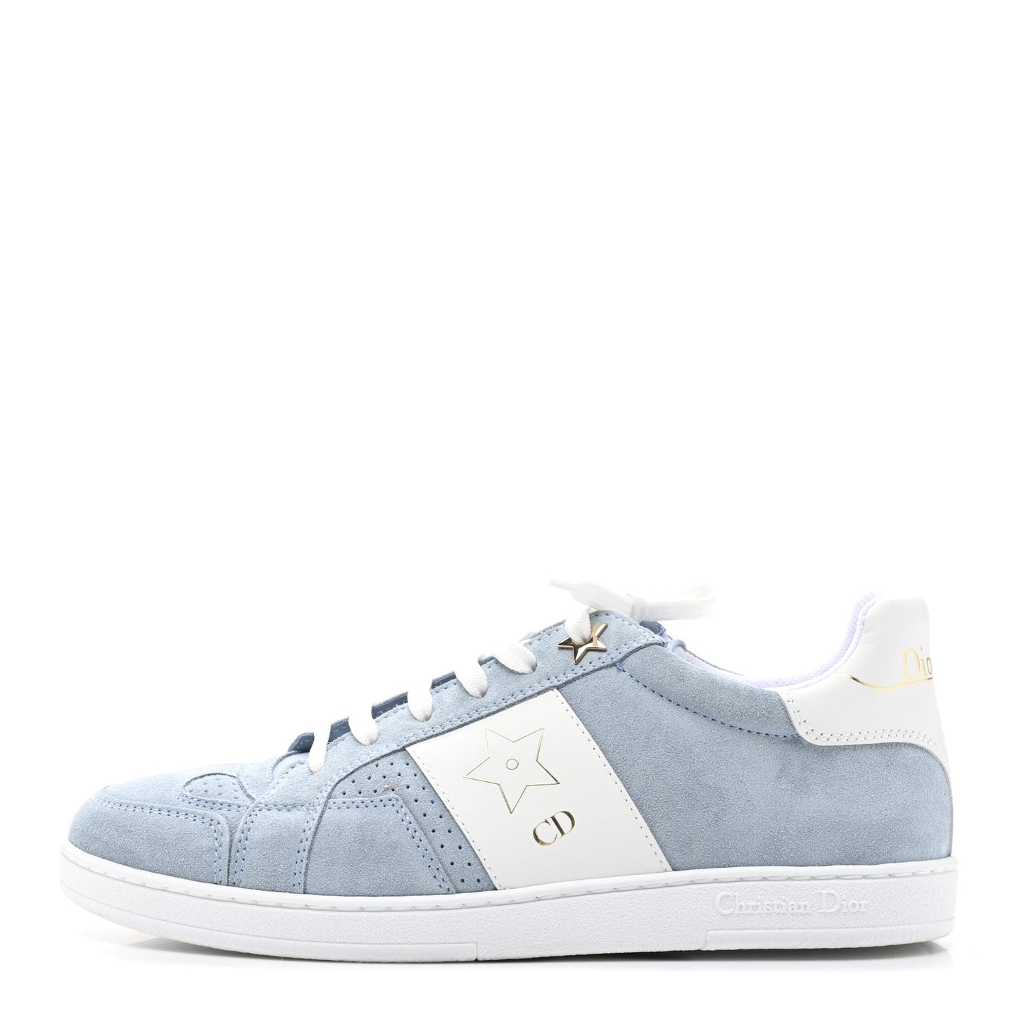 Calfskin Suede Dior Star Low Top Sneakers 38 Blue
