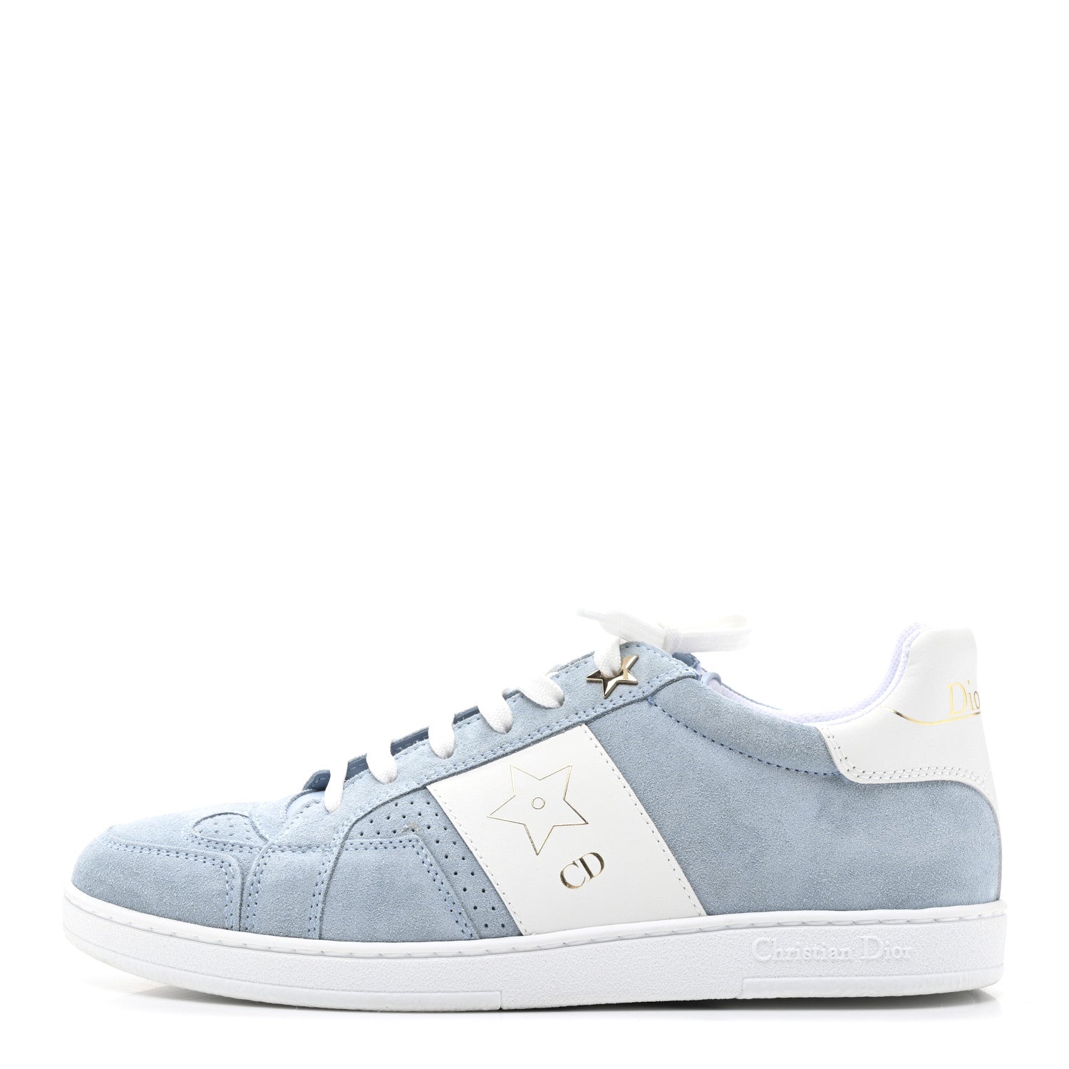 Christian Dior Calfskin Suede Dior Star Low Top Sneakers 38 Blue 1 of 9