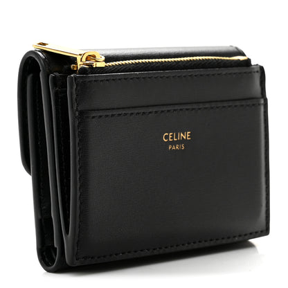 Celine Calfskin Compact Triomphe Wallet With Coin Purse Black 3 of 7