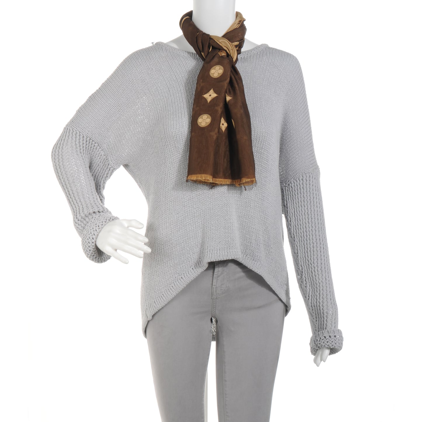 Silk Acetate Monogram St Petersbourg Stole Brown