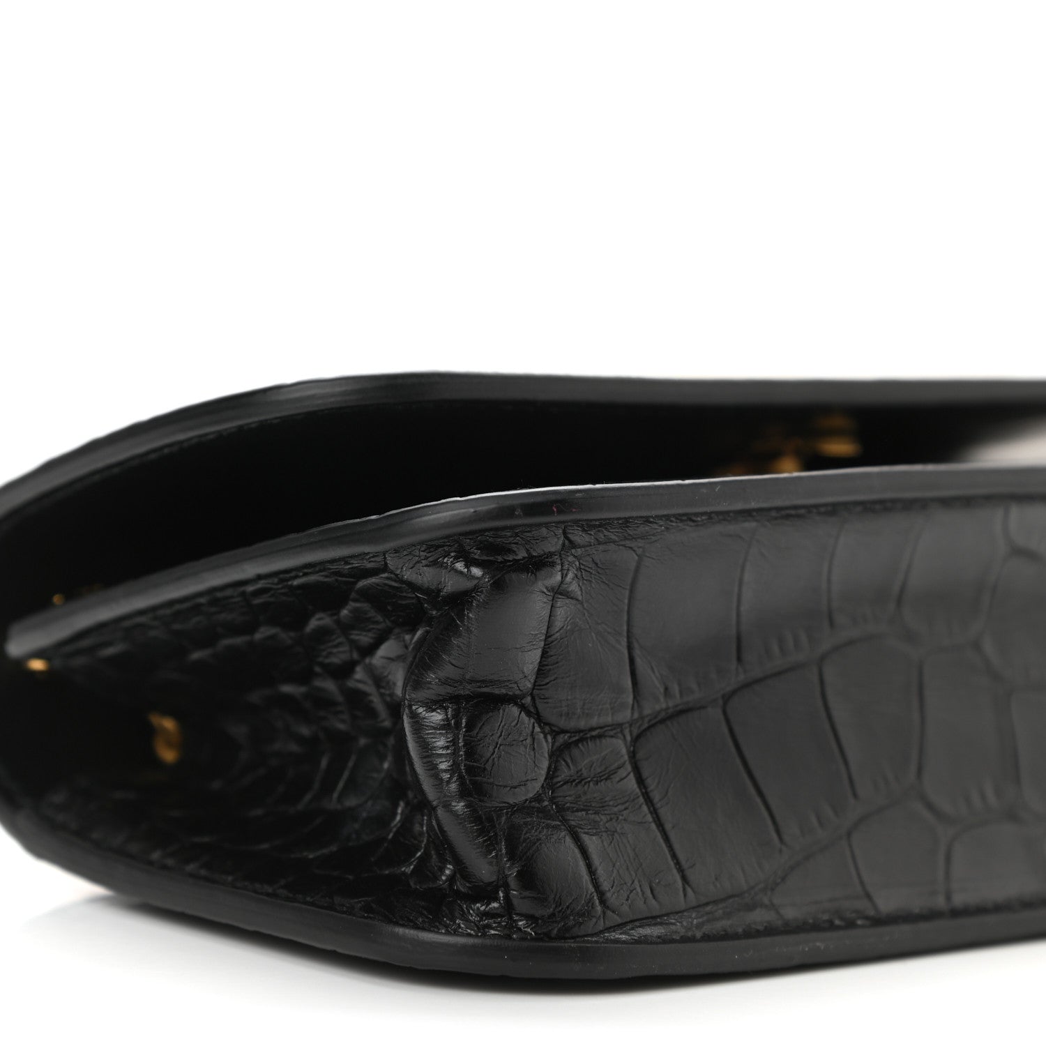 Balenciaga Extra Supple Calfskin Crocodile Embossed Gossip Wallet On Chain Black 10 of 11