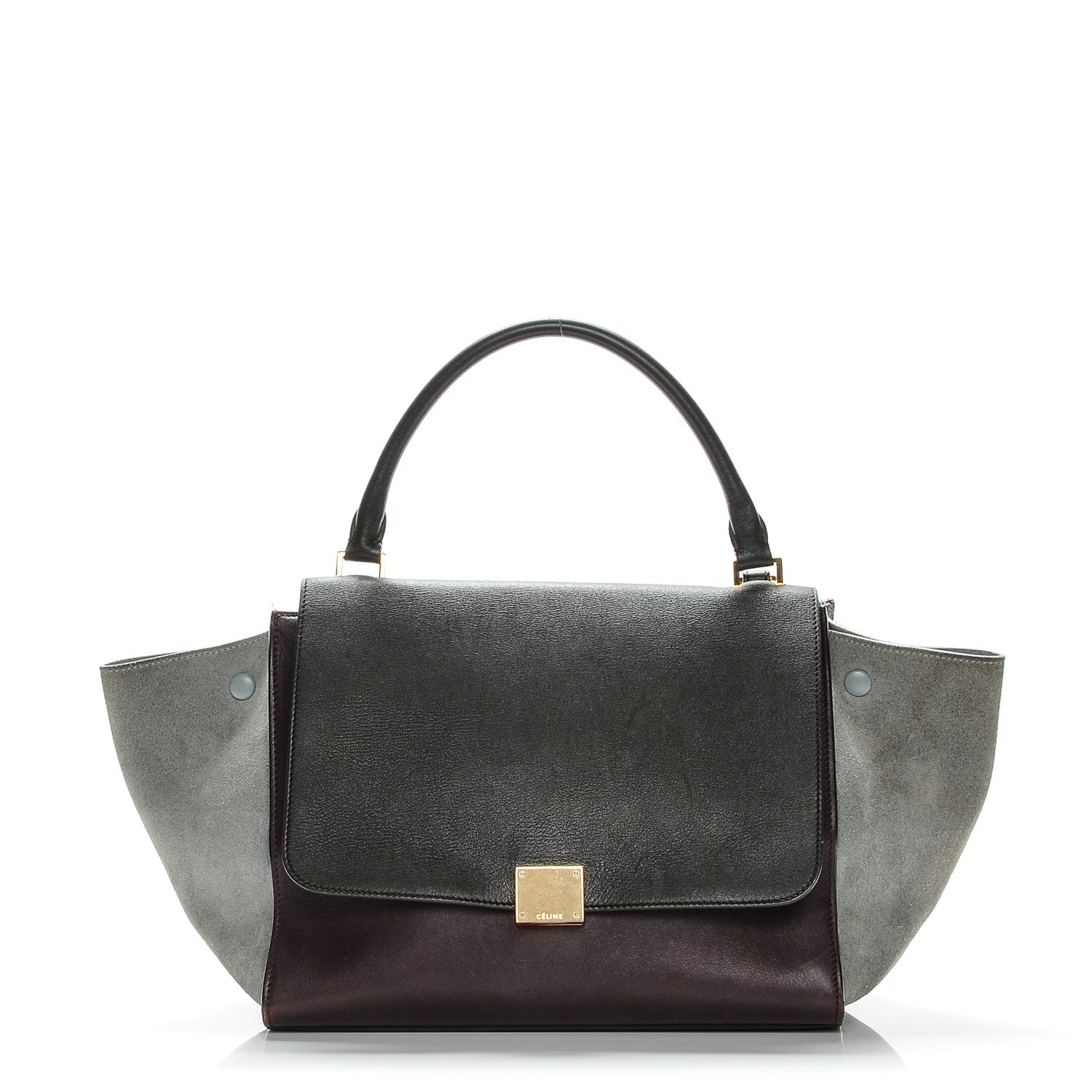 Celine Smooth Calfskin Suede Medium Tri-Color Trapeze Dark Grey 1 of 16