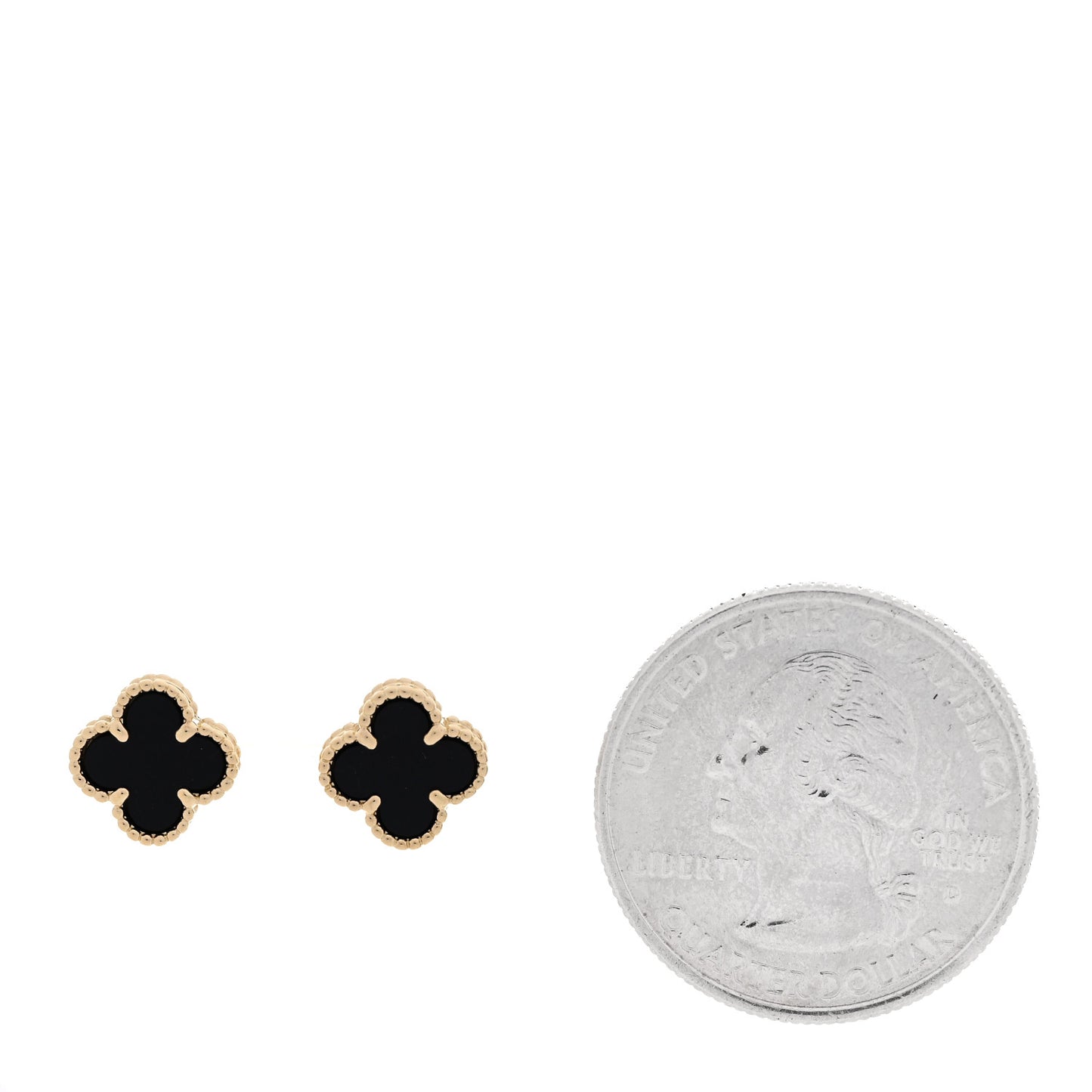 18K Yellow Gold Black Onyx Sweet Alhambra Earrings