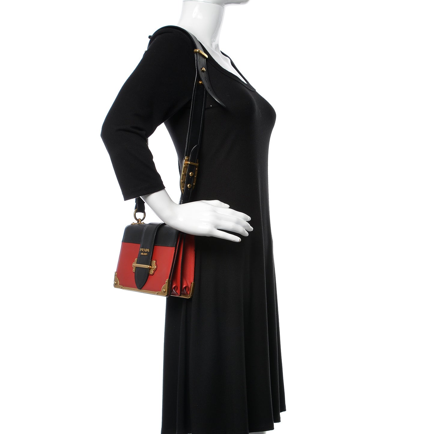 City Calfskin Saffiano Cahier Bag Fuoco Black