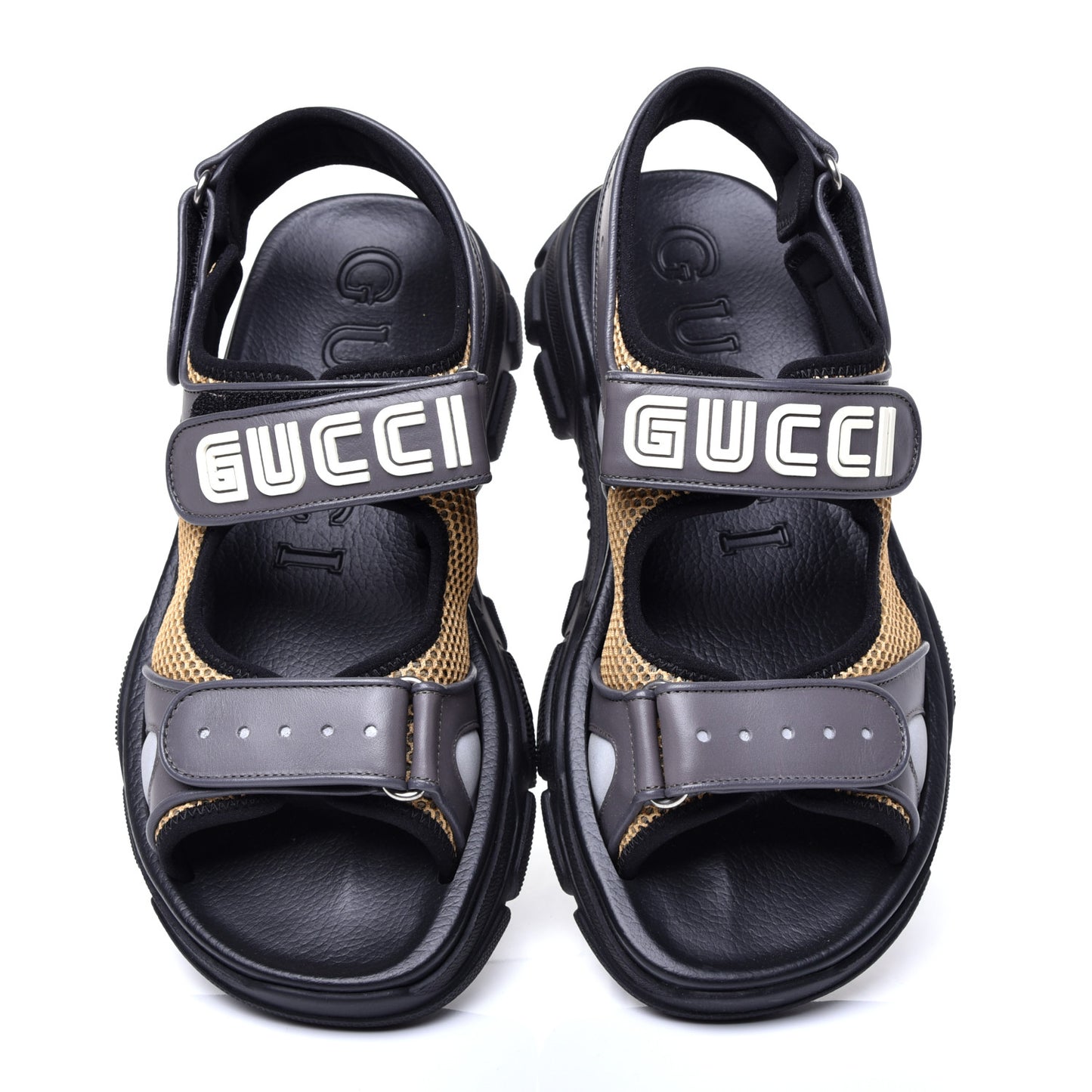 X SEGA Nappa Mesh Mens Aguru Sandals 8 Loess Black