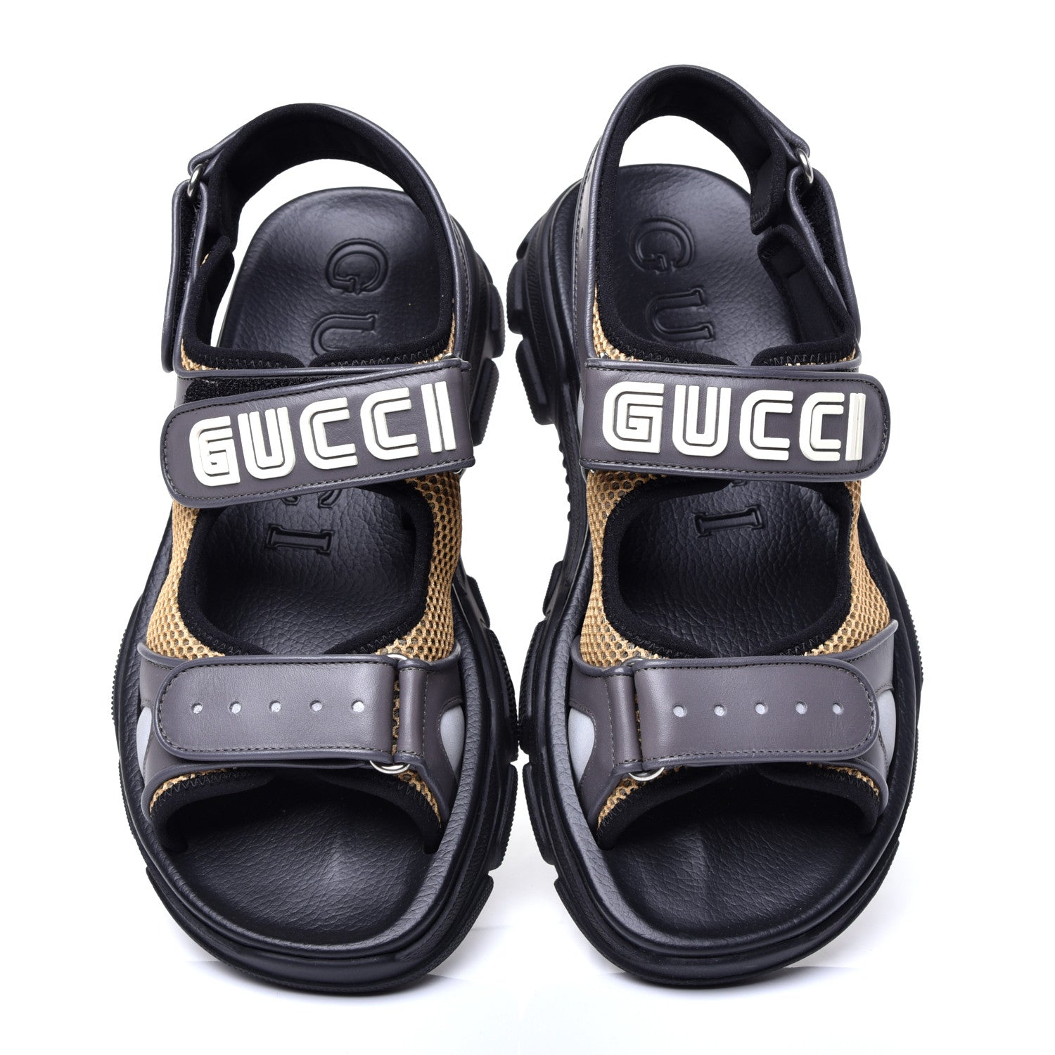 Gucci X SEGA Nappa Mesh Mens Aguru Sandals 8 Loess Black 5 of 11
