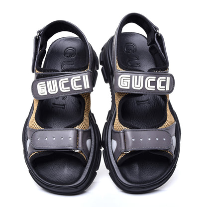 Gucci X SEGA Nappa Mesh Mens Aguru Sandals 8 Loess Black 5 of 11
