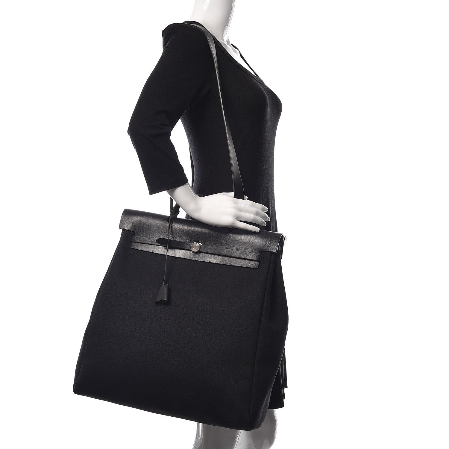 Hermes Toile Vache Calfskin Herbag 40 GM Bleu Marine 2 of 11