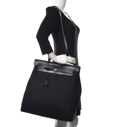 Hermes Toile Vache Calfskin Herbag 40 GM Bleu Marine 2 of 11
