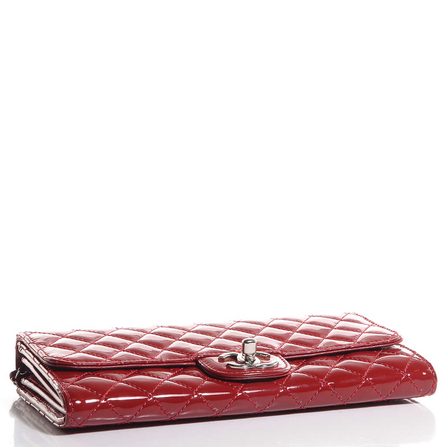 Patent Quilted Brilliant Clutch Flap Red