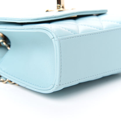 Chanel Lambskin Quilted Mini Trendy CC Chain Wallet Light Blue 8 of 11