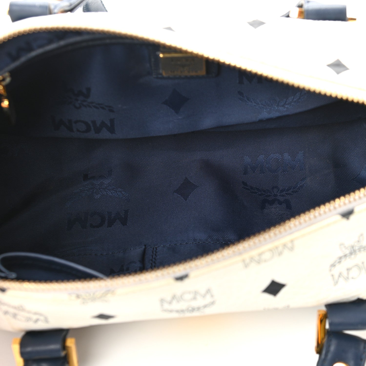 MCM Visetos Essential Barrel Bag White Blue 5 of 15