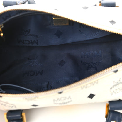 MCM Visetos Essential Barrel Bag White Blue 5 of 15
