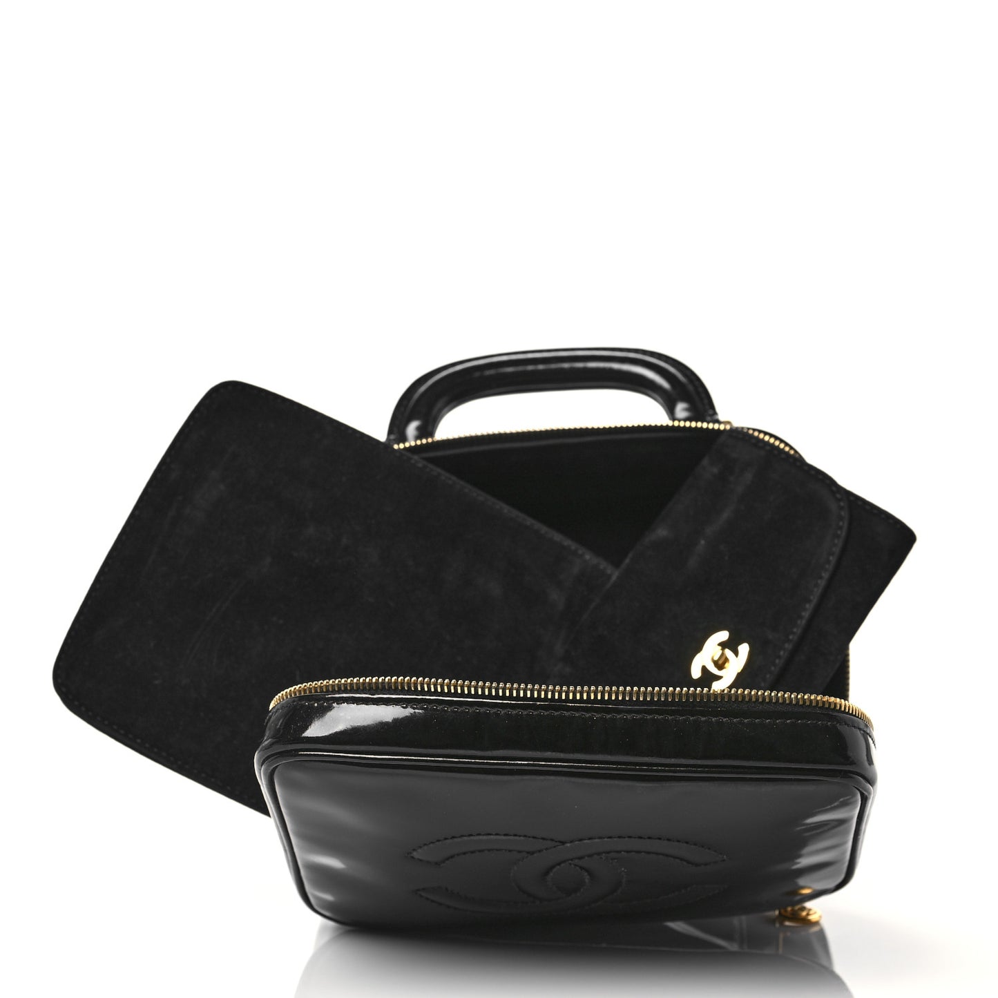 Patent CC Vanity Cosmetic Case Black