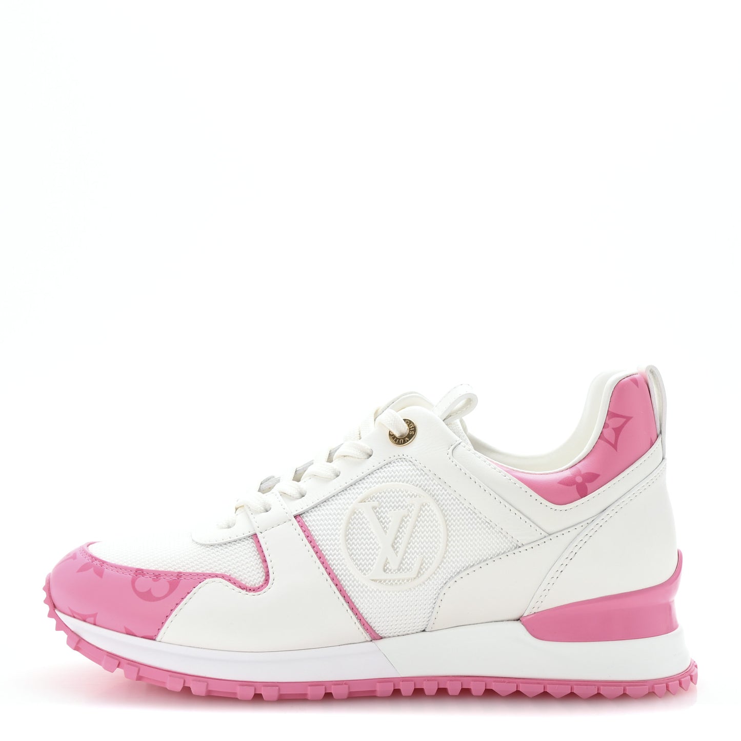 Calfskin Monogram Run Away Sneakers 38 White Pink