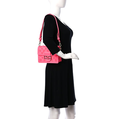 Louis Vuitton Grained Calfskin Tufted Monogram Mini Dauphine Fluo Pink 2 of 10