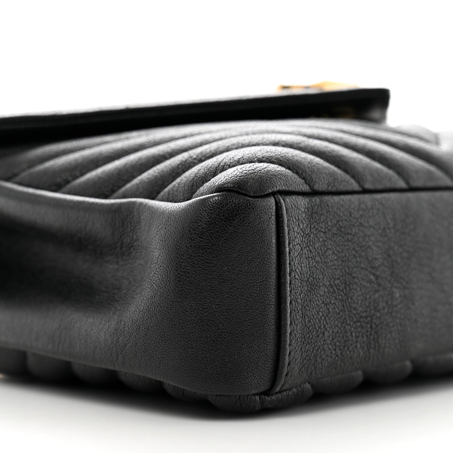 Saint Laurent Sheepskin Matelasse Chevron Monogram Medium College Bag Black 10 of 12