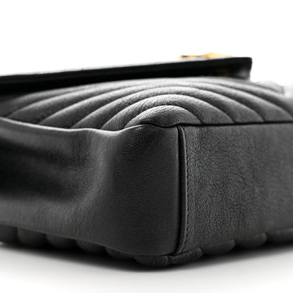 Saint Laurent Sheepskin Matelasse Chevron Monogram Medium College Bag Black 10 of 12