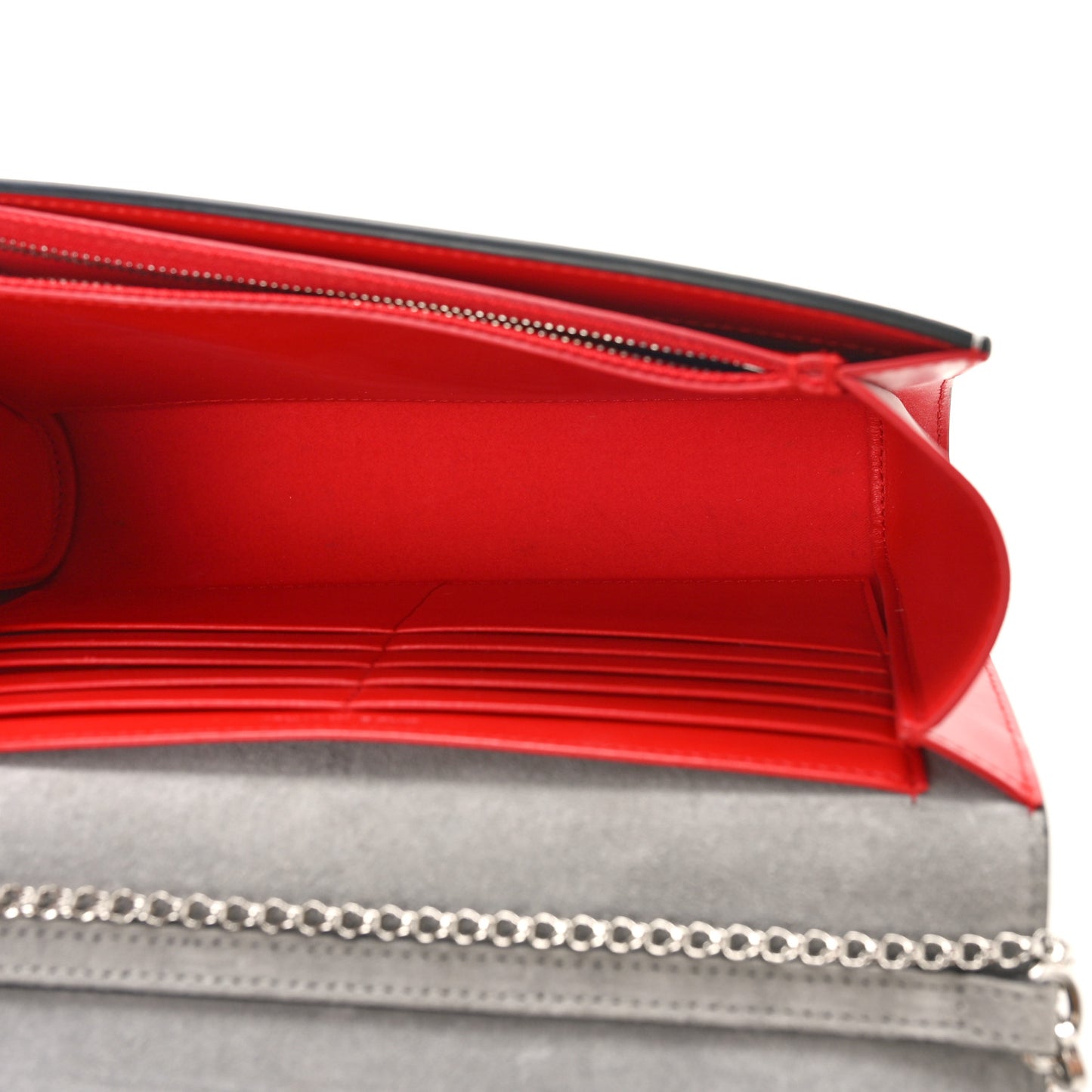 Metallic Laminato Lizard Embossed Spikes Paloma Clutch Silver