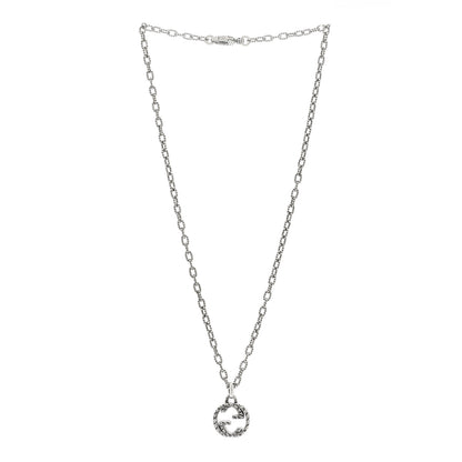 Gucci Sterling Silver Small Textured Interlocking G Pendant Necklace 3 of 7