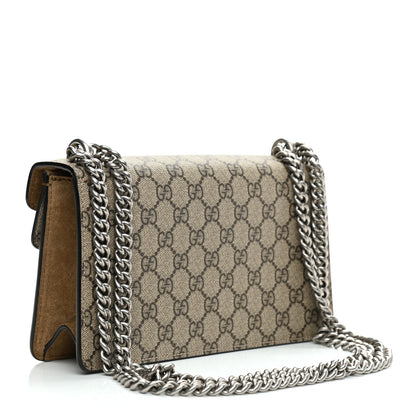 Gucci GG Supreme Monogram Suede Crystal Small Dionysus Shoulder Bag Beige Ebony Taupe 3 of 9