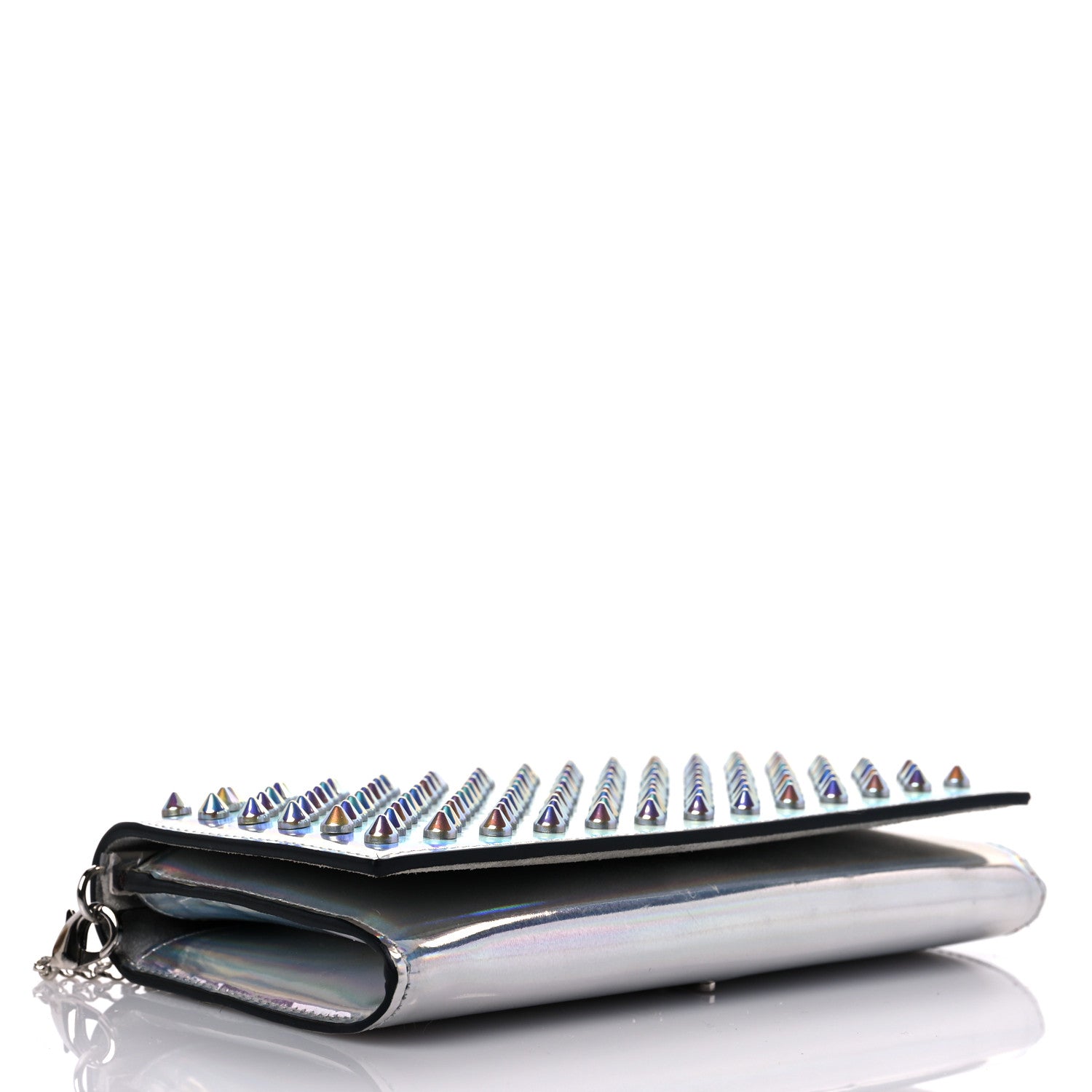 Christian Louboutin Metallic Calfskin Spikes Paloma Clutch Silver 4 of 13