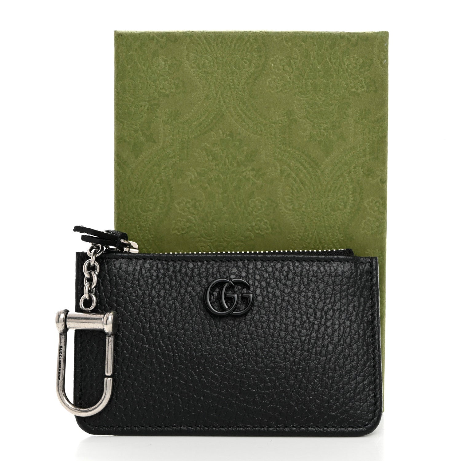 Gucci Dollar Calfskin Enamel Monochrome GG Marmont Key Case Card Holder Black 8 of 8