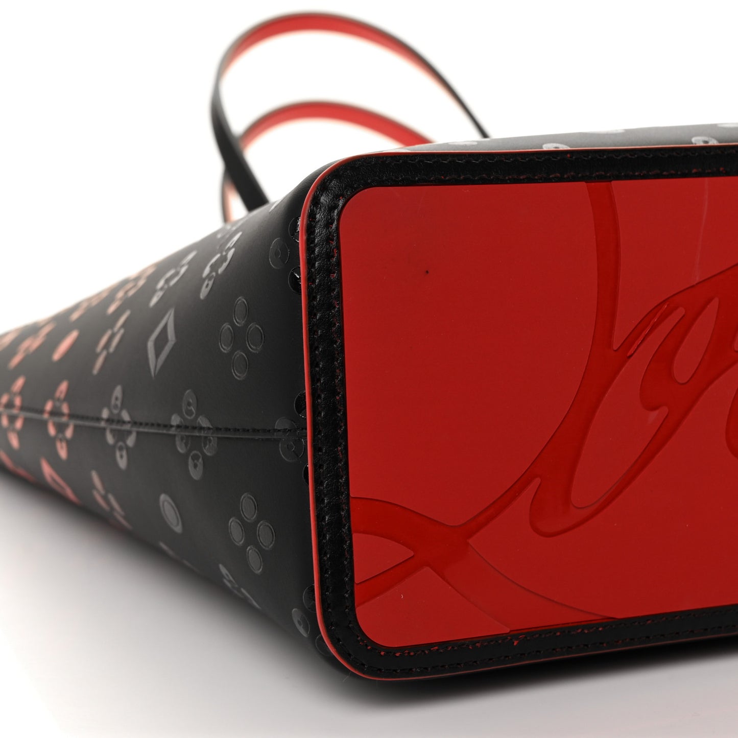 Perforated Calfskin Degrade Loubinthesky East West Cabata Tote Black Red