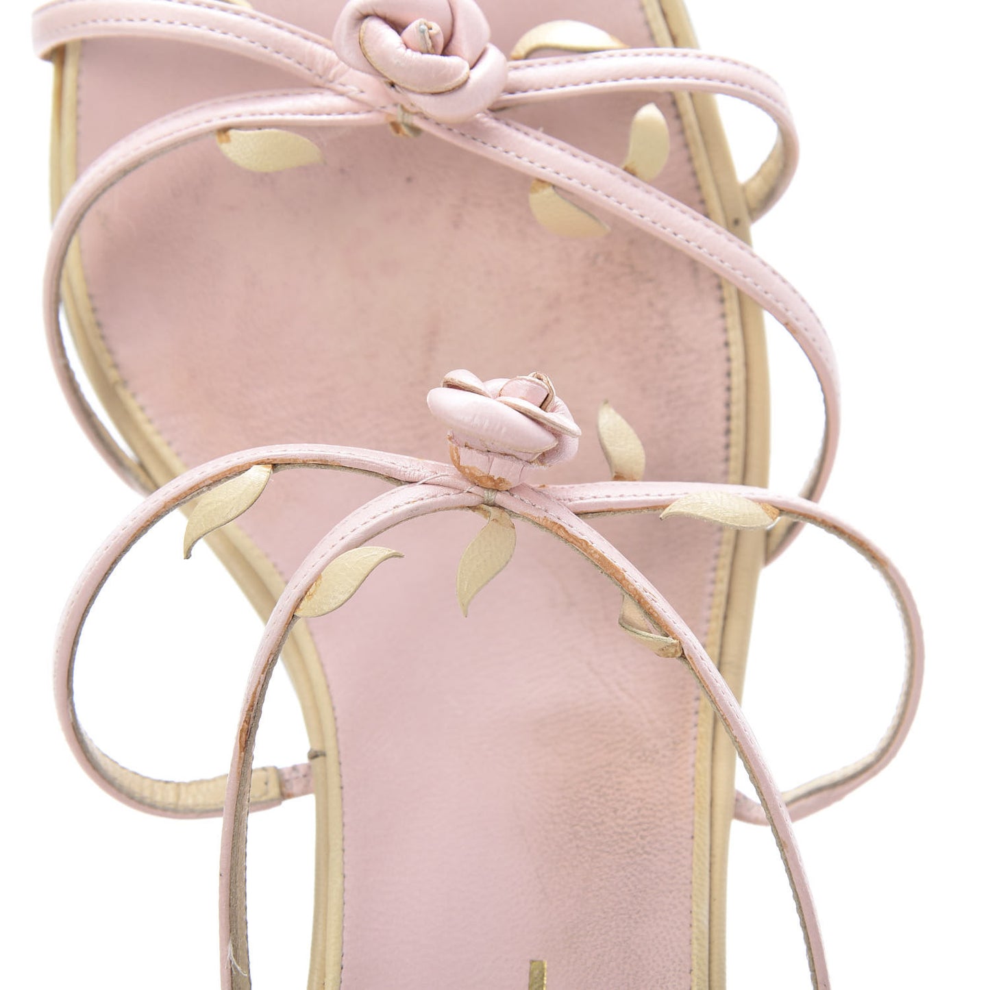 Lambskin Camellia Sandals 39.5 Pink