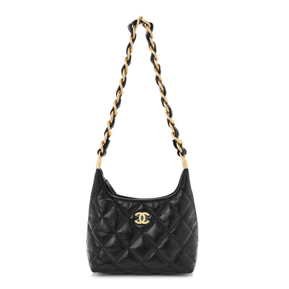 Chanel Shiny Crumpled Lambskin Quilted Small CC Funky Town Hobo Black 1 of 11